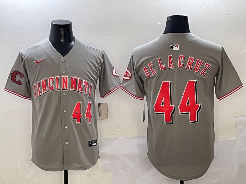 Men Cincinnati Reds 44 Delacruz Grey Game Nike 2025 MLB Jersey style 9